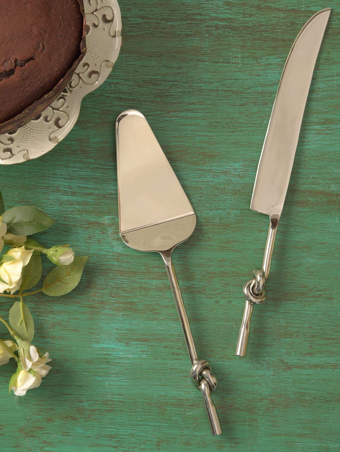 love knot pie server with knife