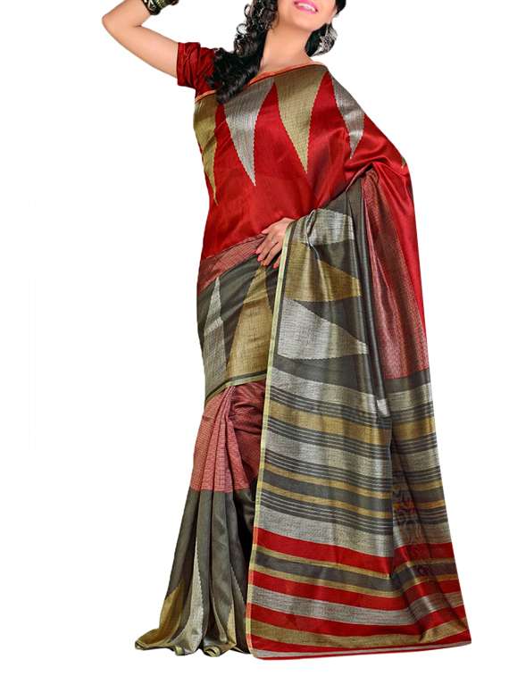 multi colour art silk saree