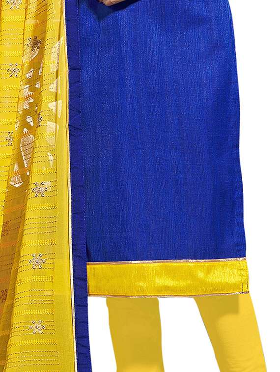 Buy online Blue And Yellow Plain Dress Material With Heavy Dupatta Jute  Silk Unstitched from Suits & Dress material for Women by Varayu for 1769  at 0% off | 2026 Limeroad.com