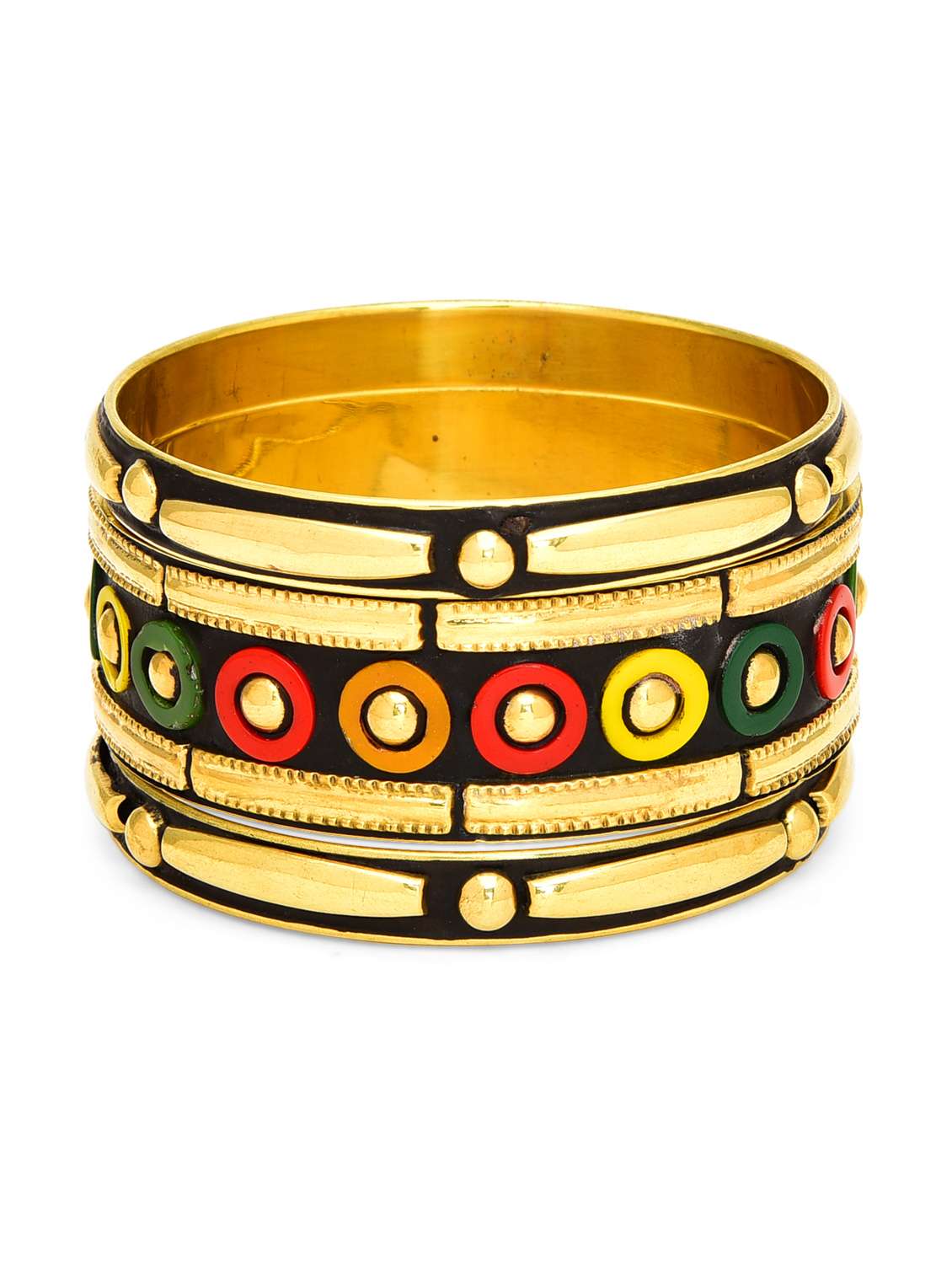 Multi disk off beat bangle set