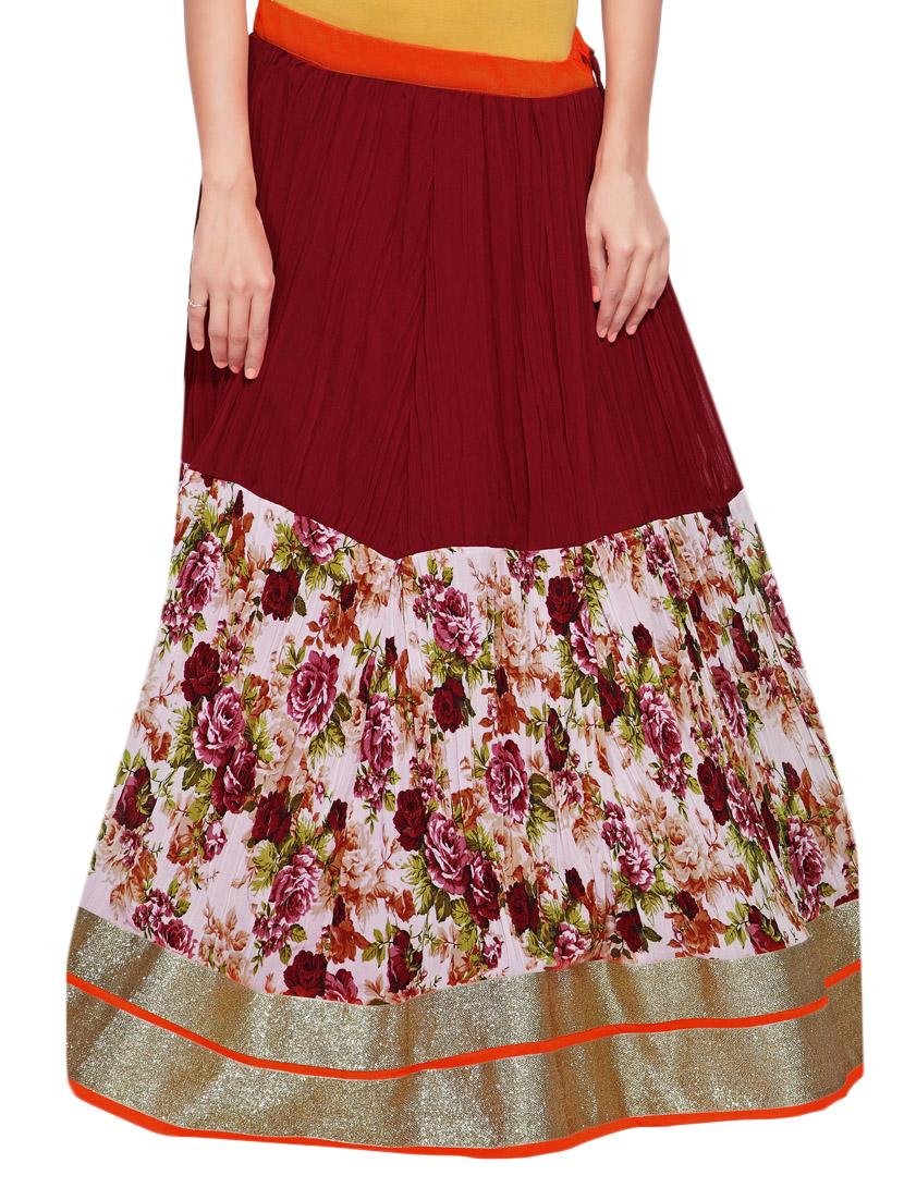 floral printed flared crush skirt