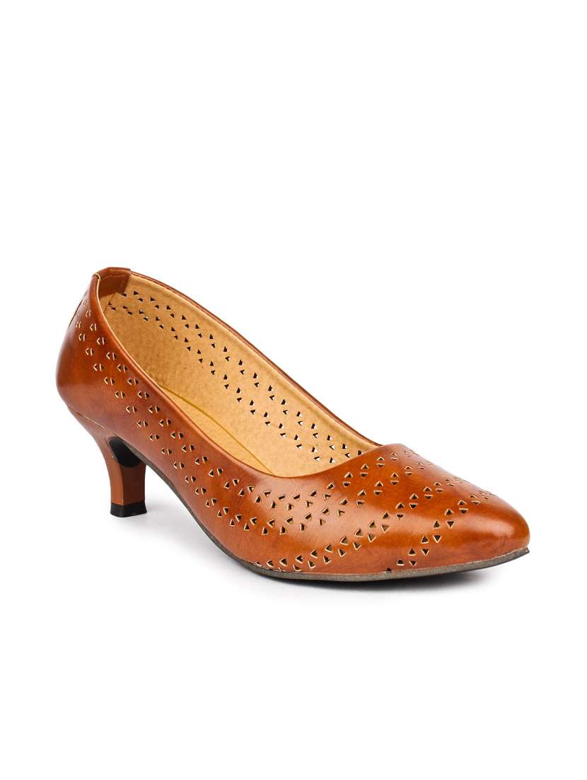 brown leatherette slip on pumps
