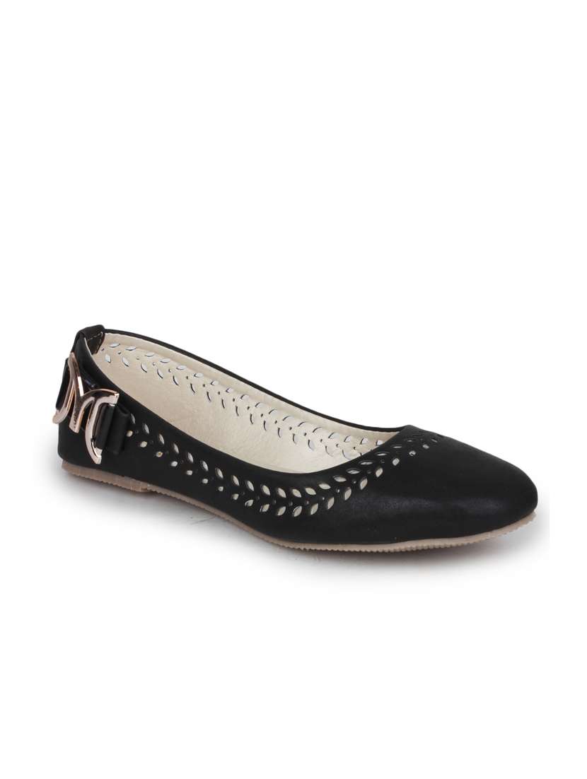 black leatherette slip on ballerina