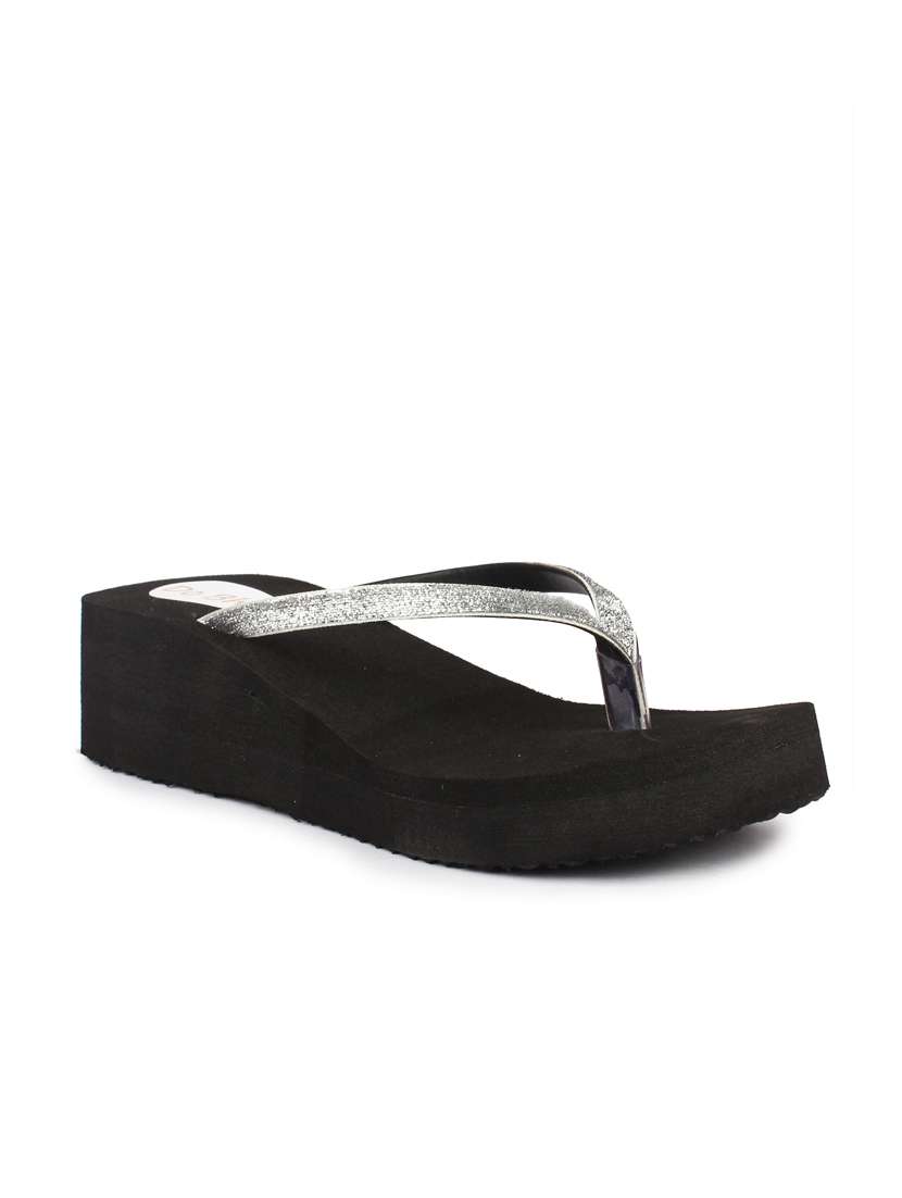 silver leatherette toe separator flip flop