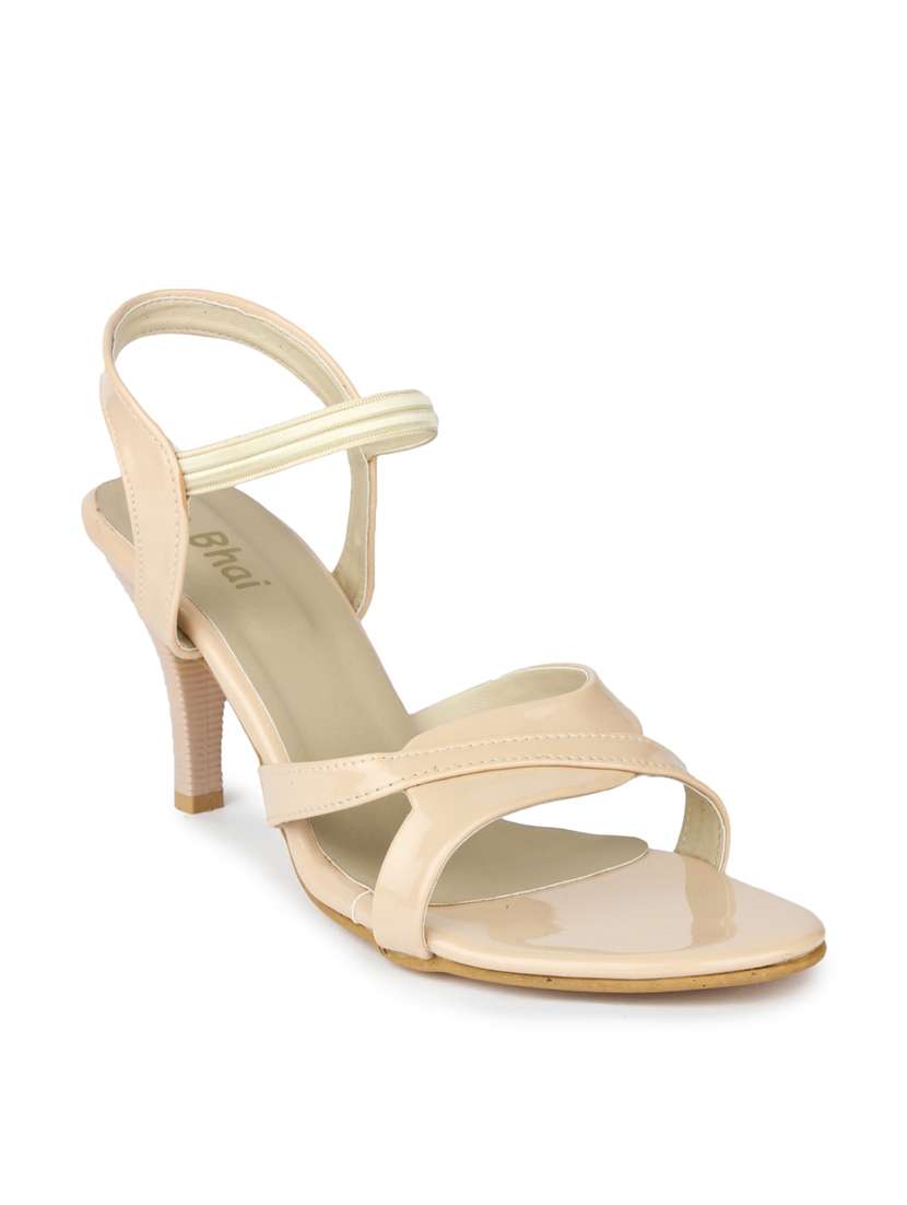 nude leatherette ankle strap sandal