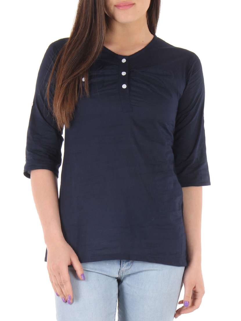 dark blue cotton straight top