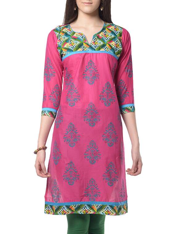 pink cotton straight kurta