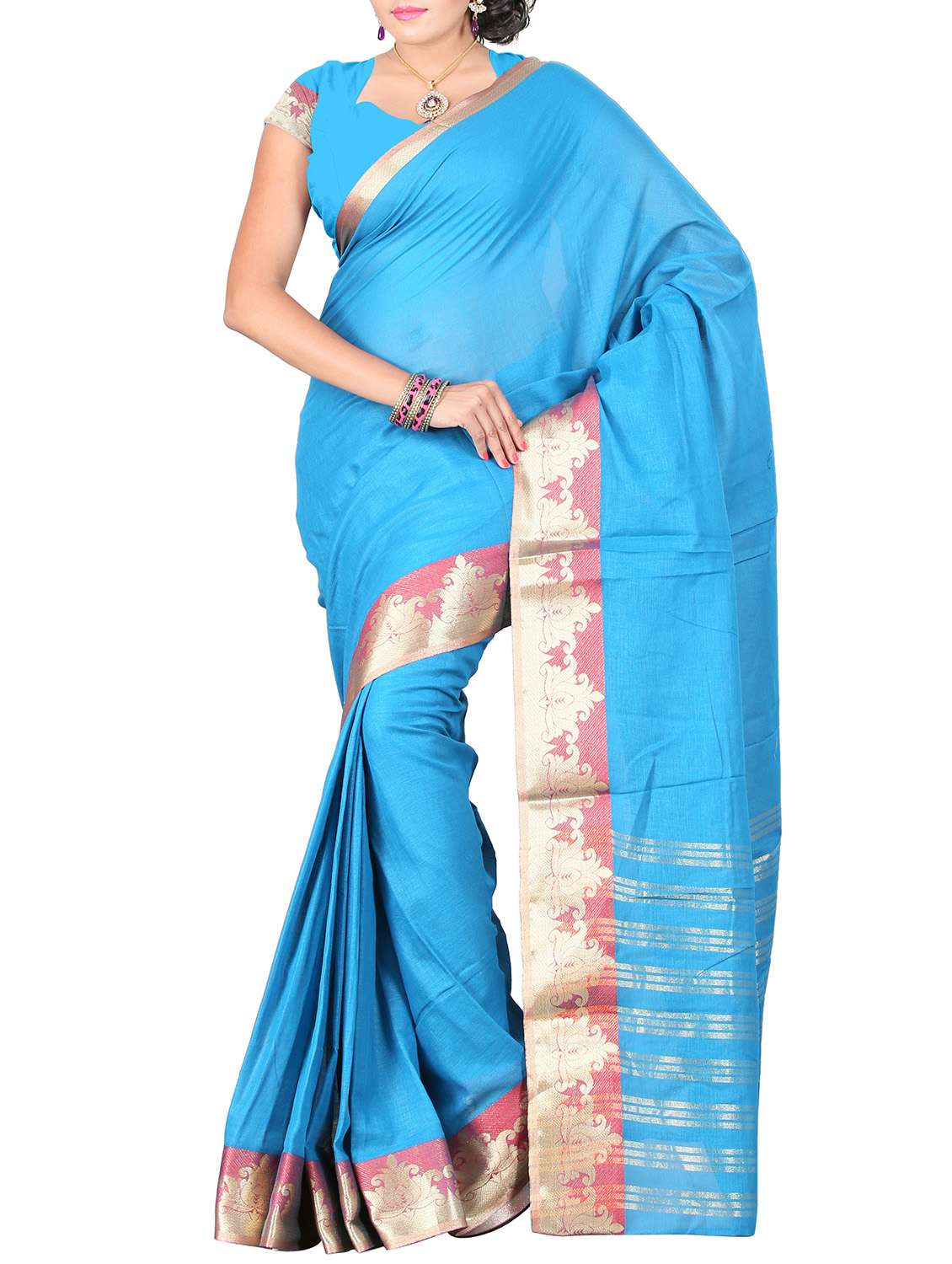 blue cotton saree