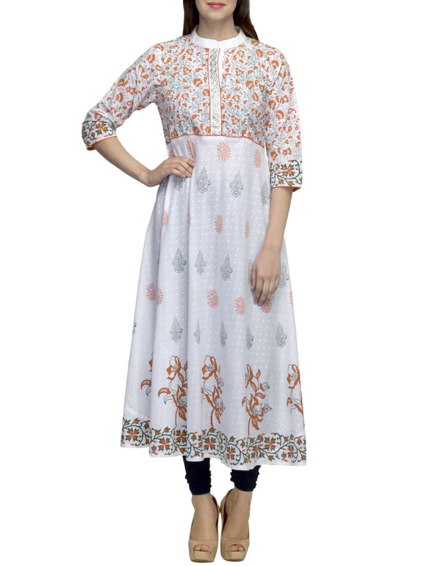 BABAJI STYLE  white Cotton A- Line kurta