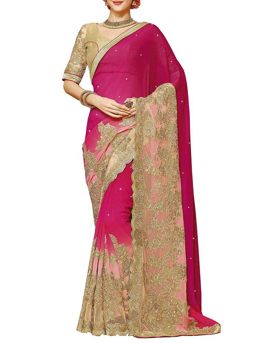 indianefashion  maroon faux georgette embroidery sarees