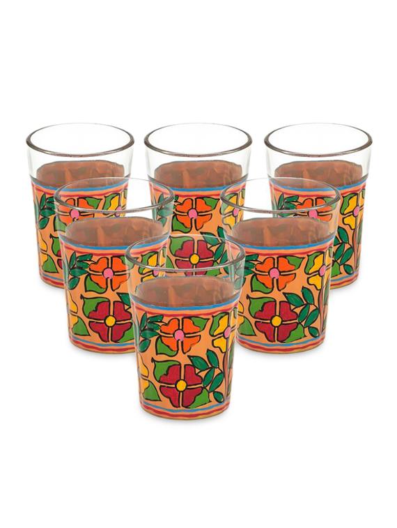 multicolor painted tea glasses (set of 6)