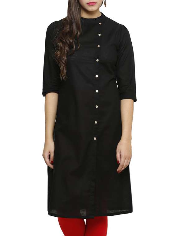 black cotton straight kurta