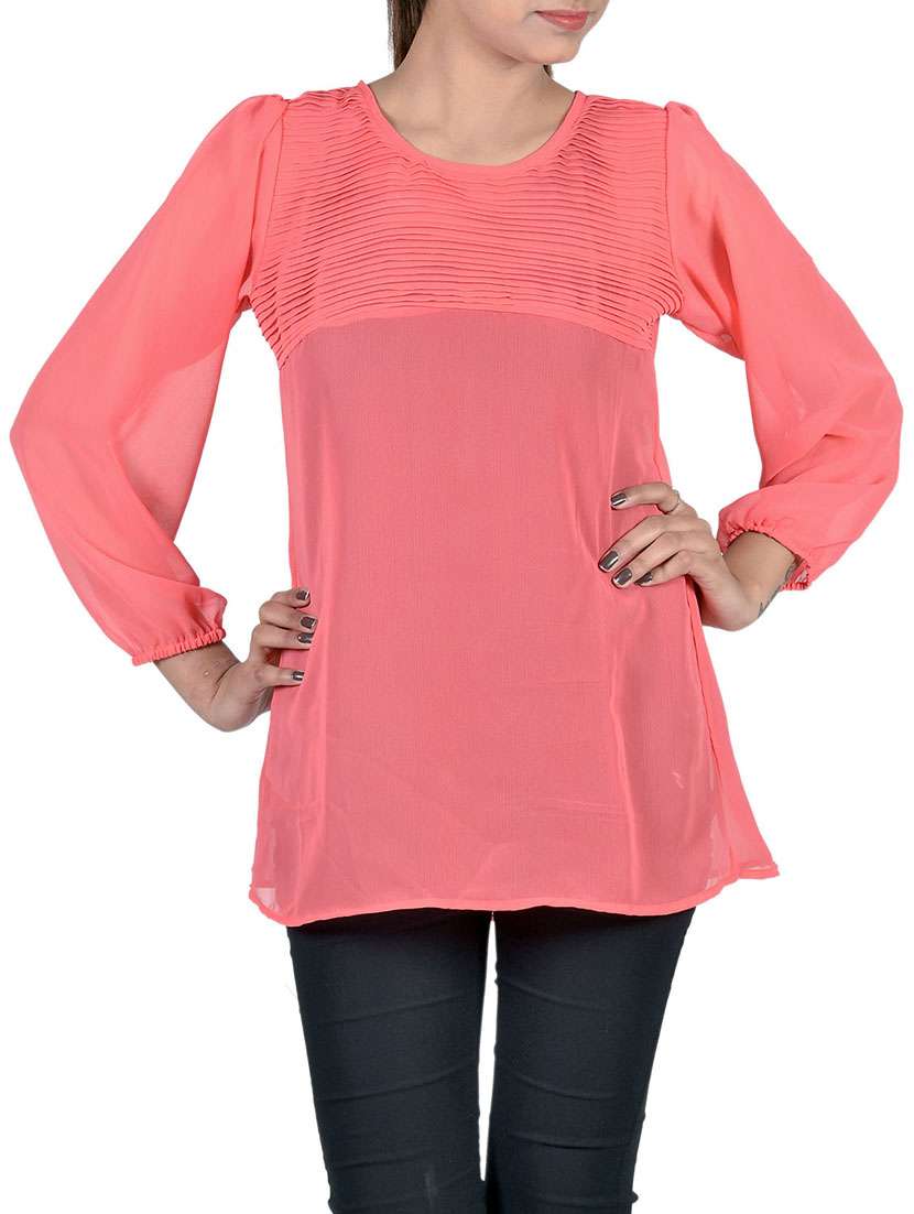 red georgette top