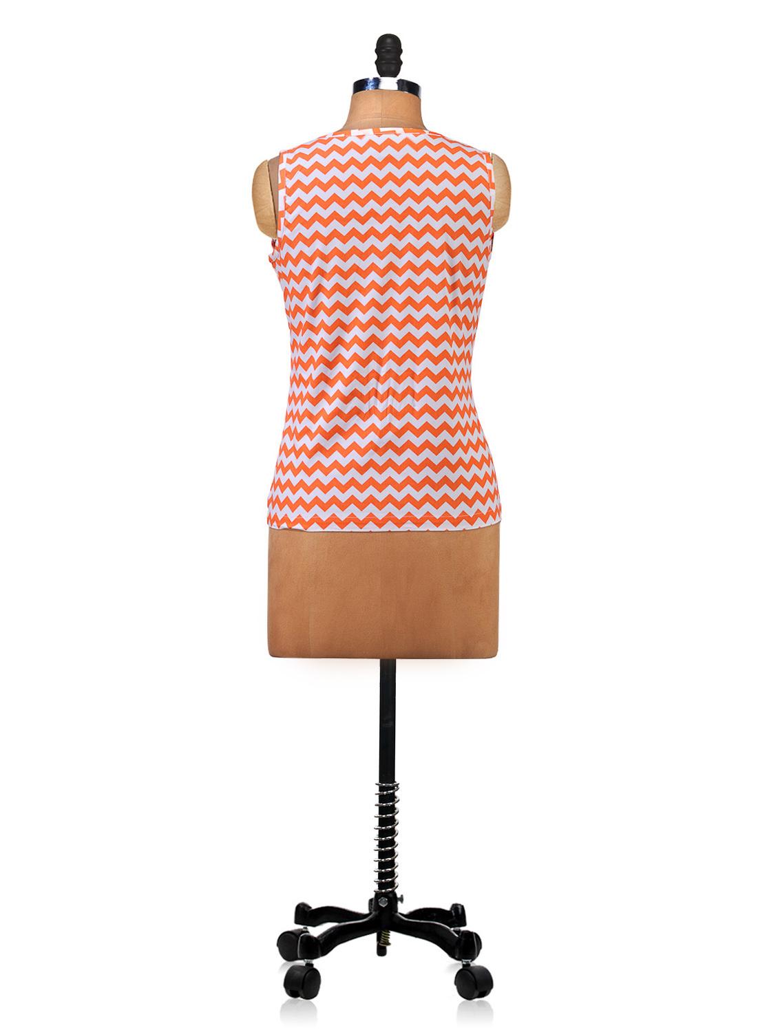 round neck chevron print sleeveless tops - 1025005 - Standard Image - 2