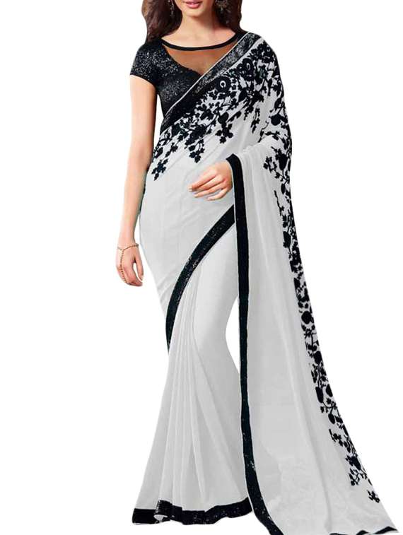 grey chiffon saree
