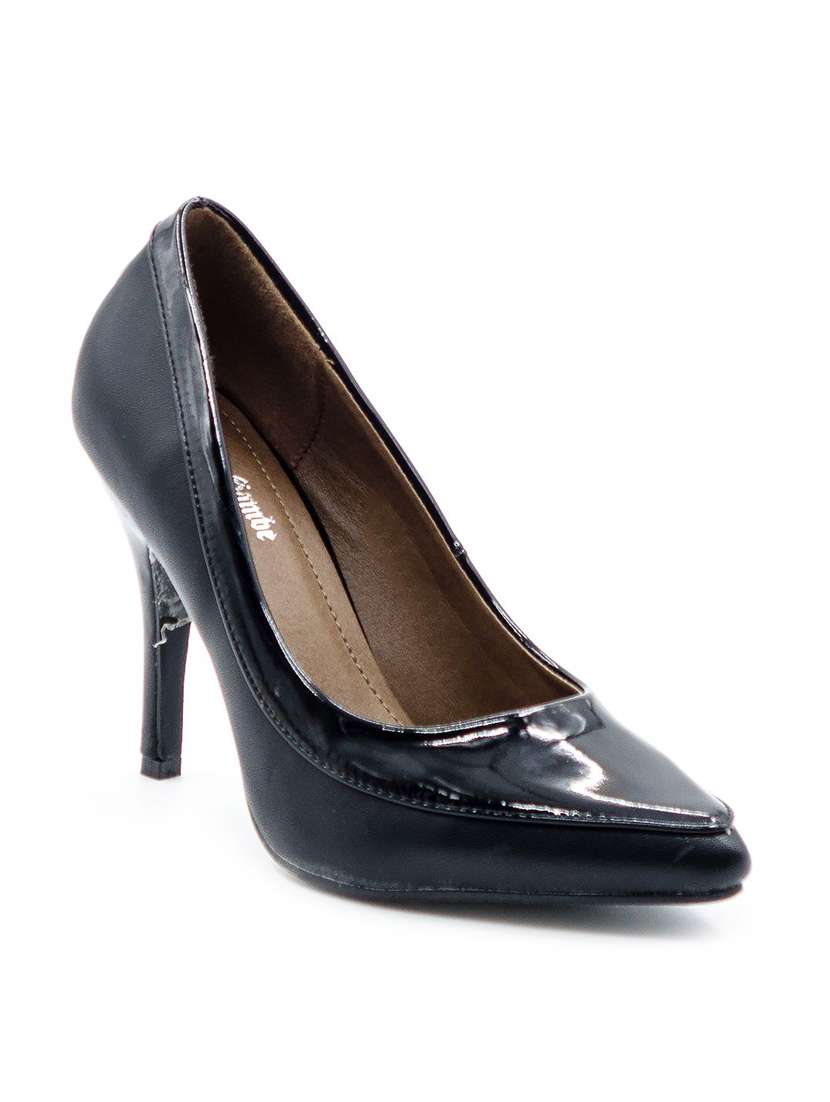 black leather slip on pump