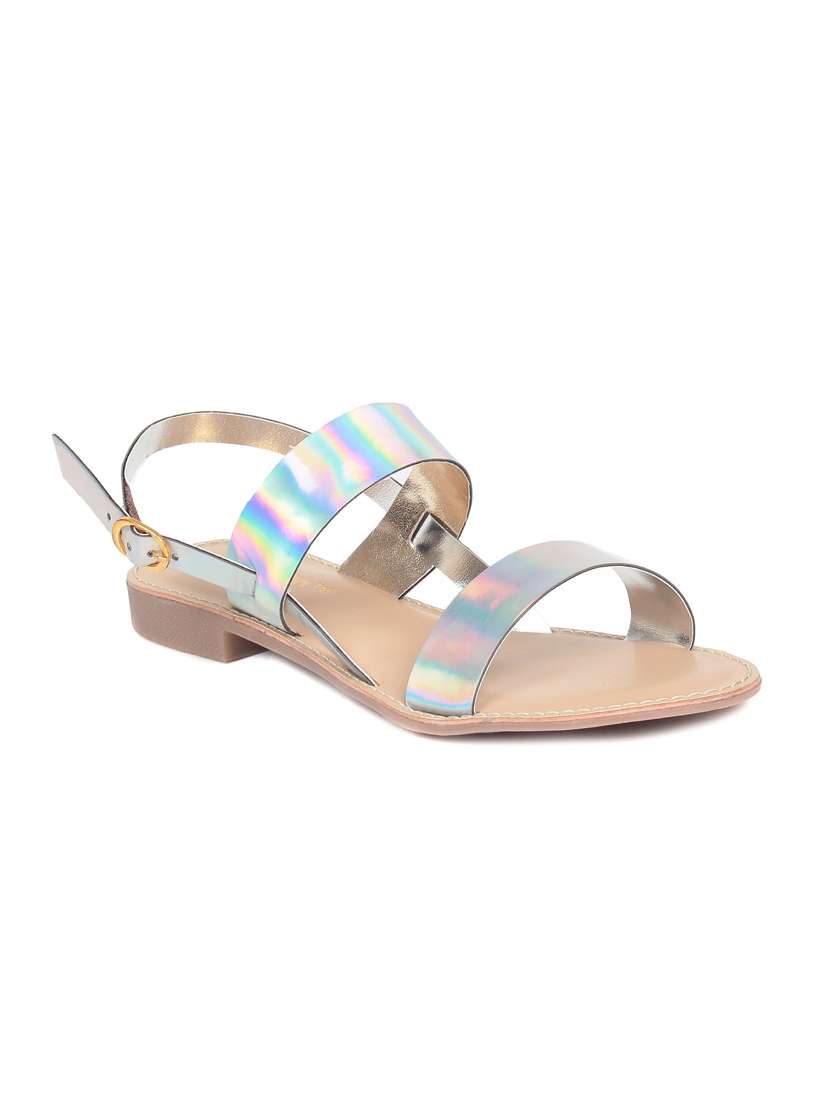 multi colored faux leather sandal