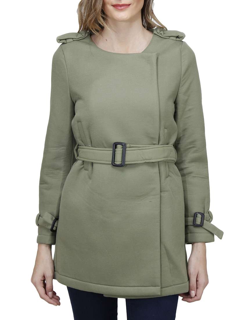 green polyester coat