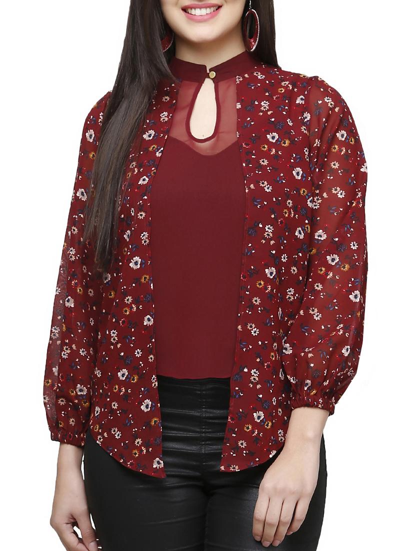 women's layered key hole neck top - 10277412 -  Zoom Image - 0