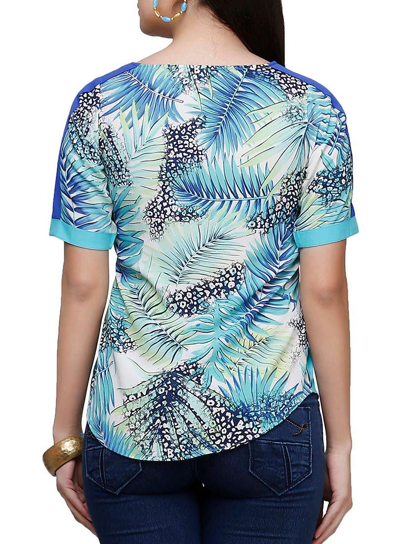tropical curved hem top - 10277413 -  Standard Image - 2