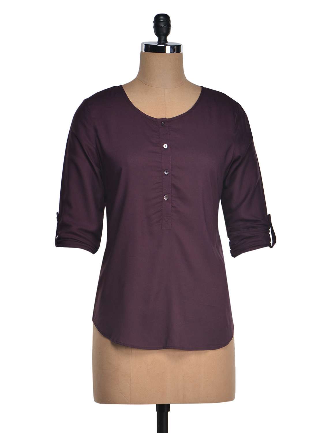 roll-up sleeves button down cotton top