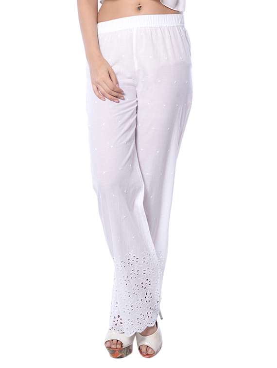 white cotton palazzos