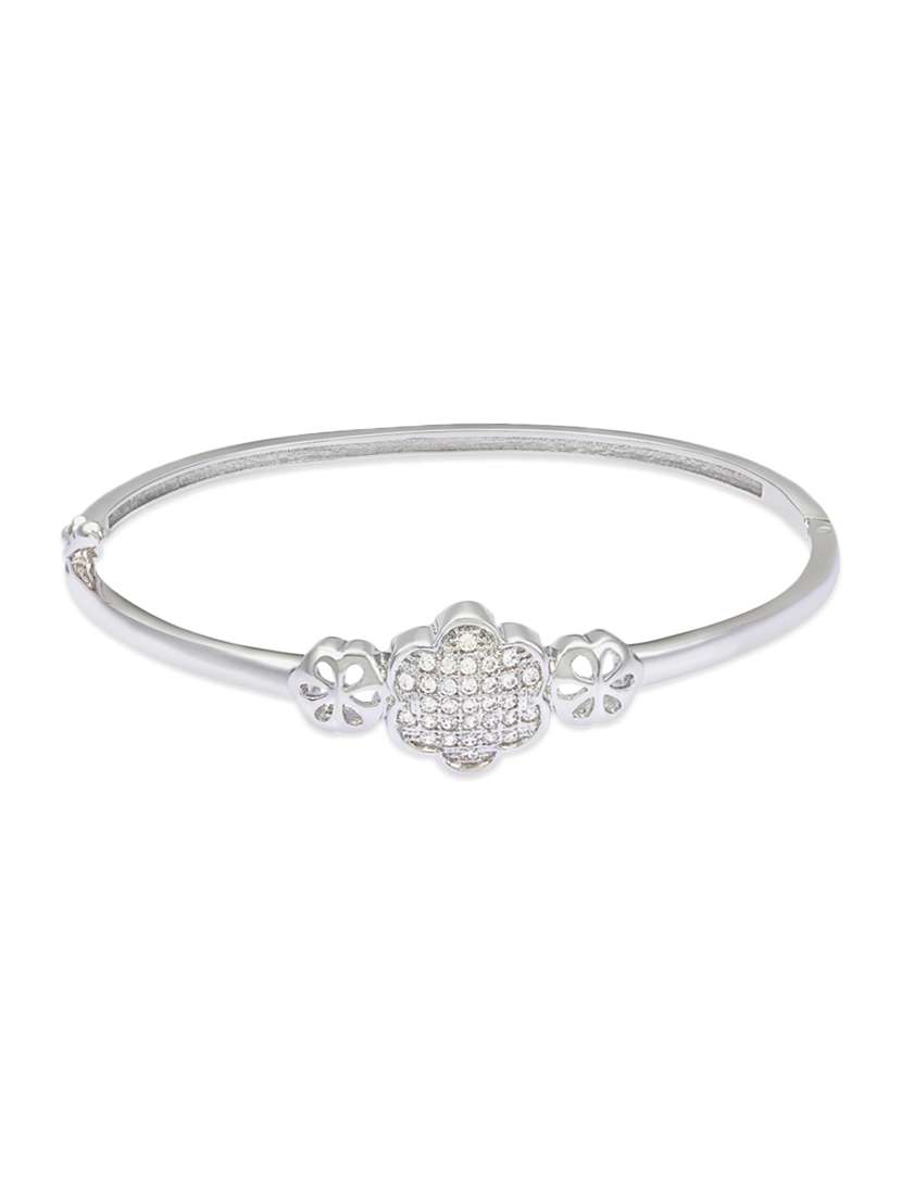 silver , white cz bangle