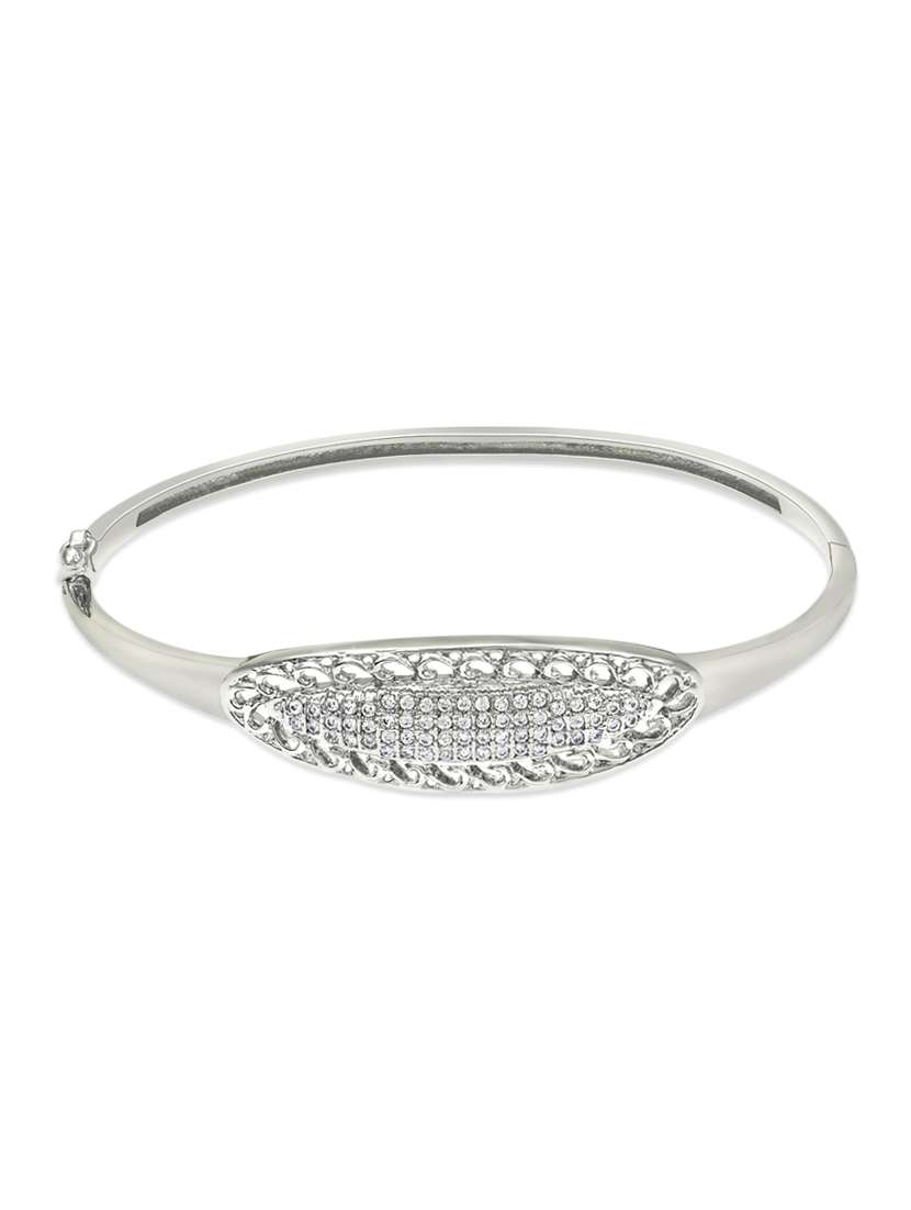 silver , white cz bangle