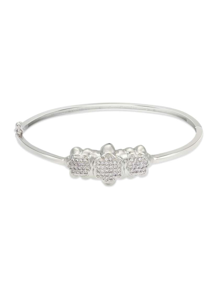 silver , white cz bangle