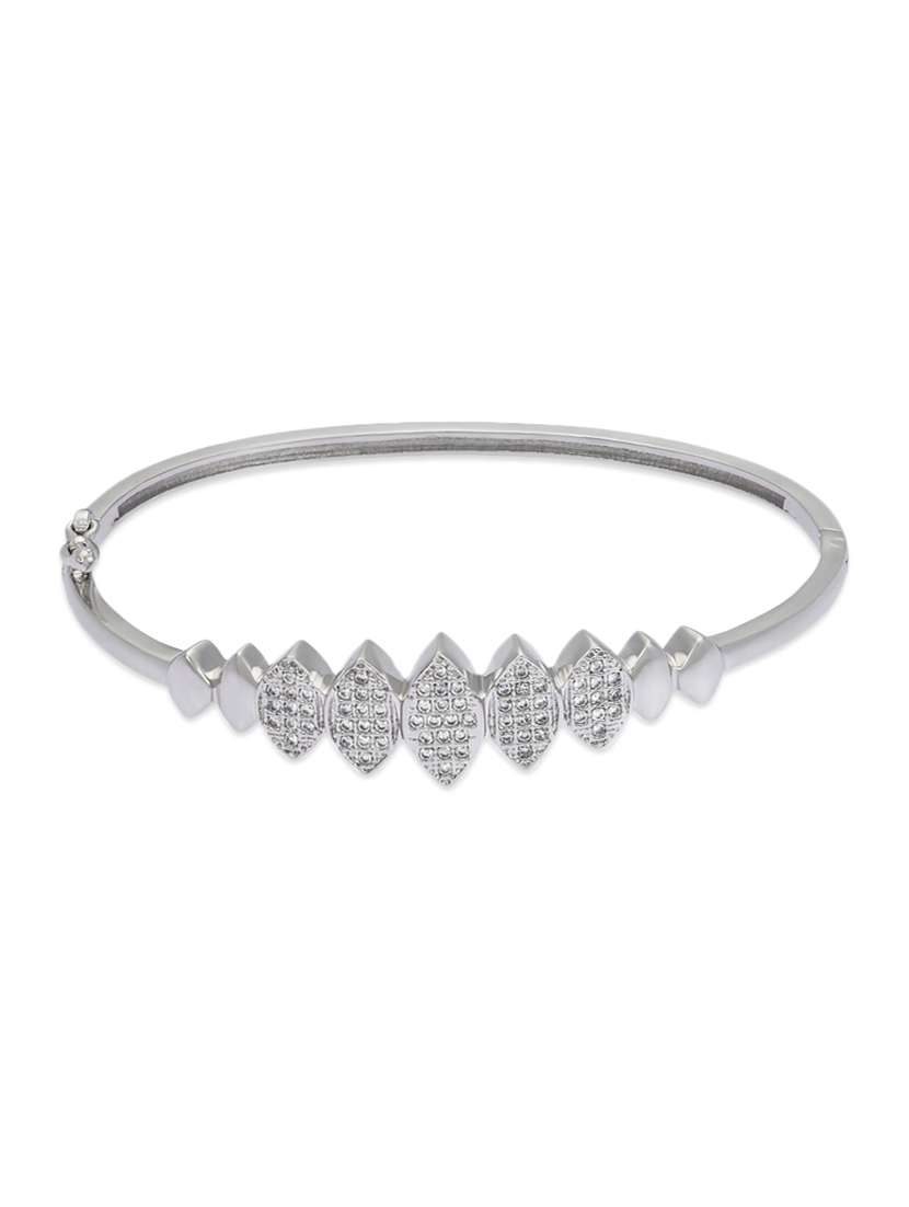 silver , white cz bangle