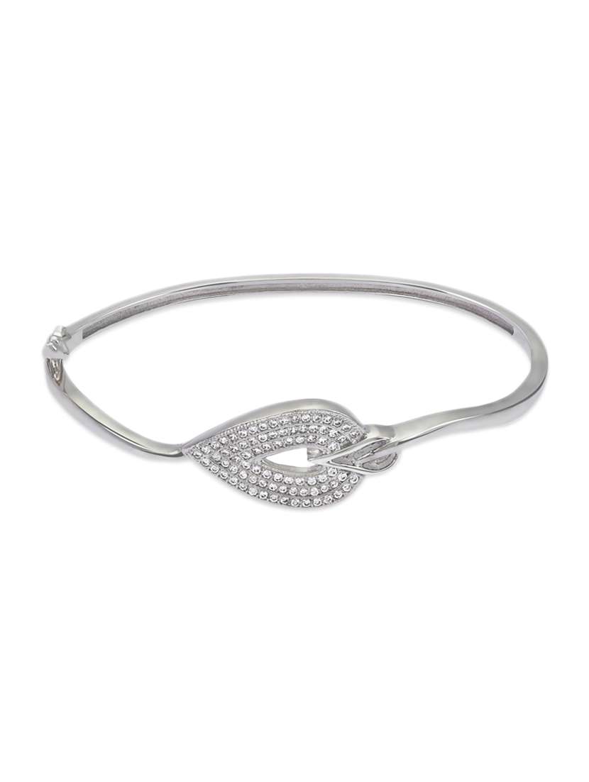 silver , white cz bangle