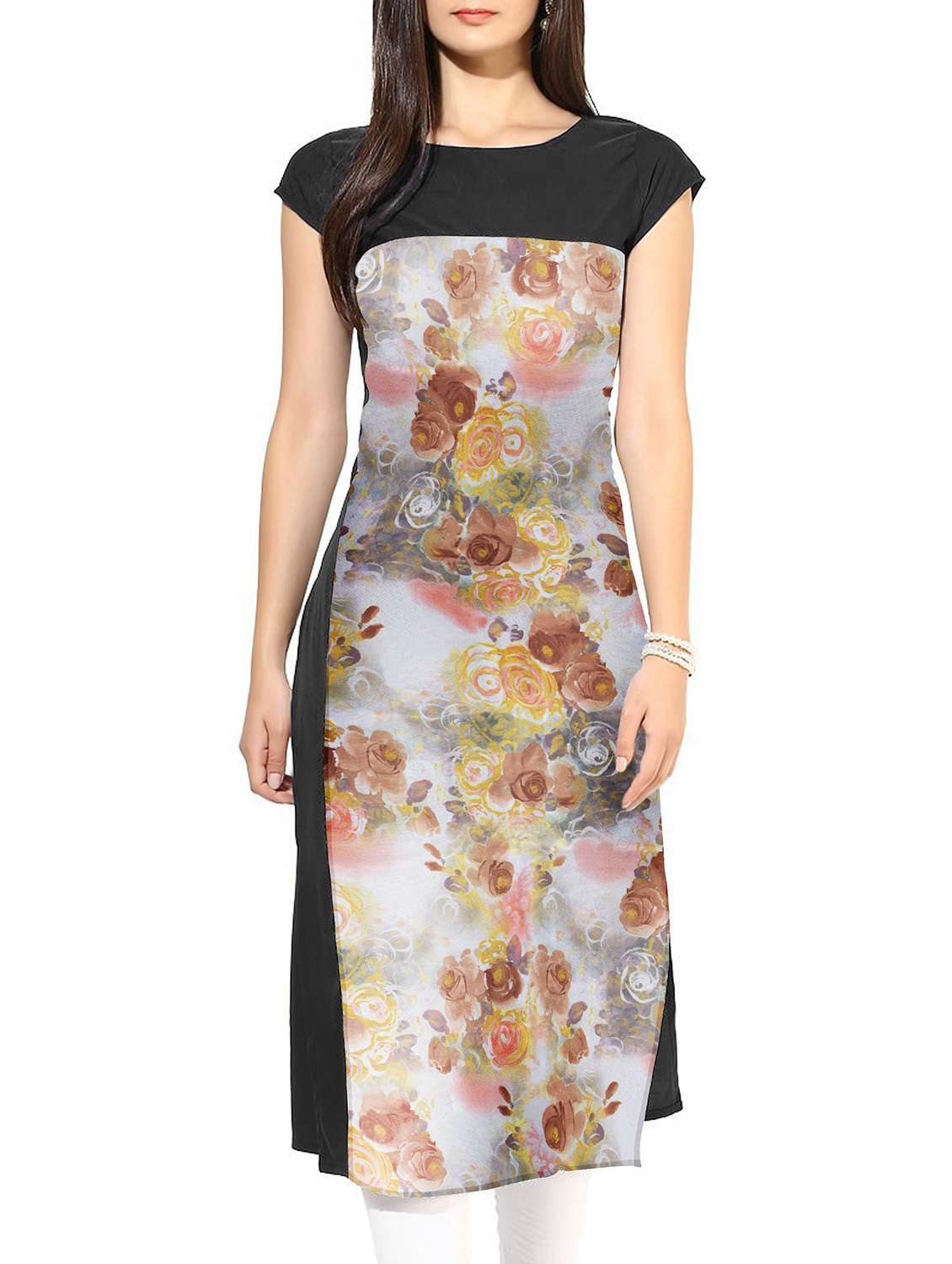 white crepe straight kurta