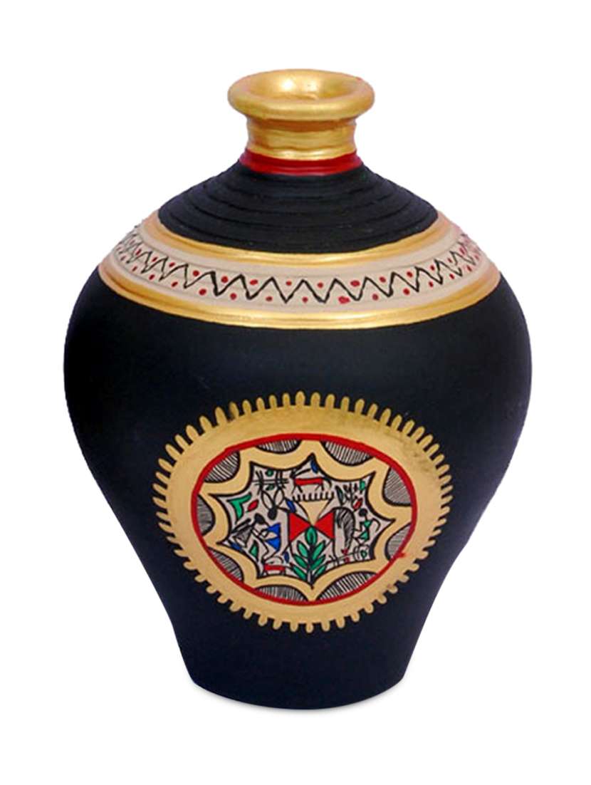 Black Handcrafted Terracotta Vase