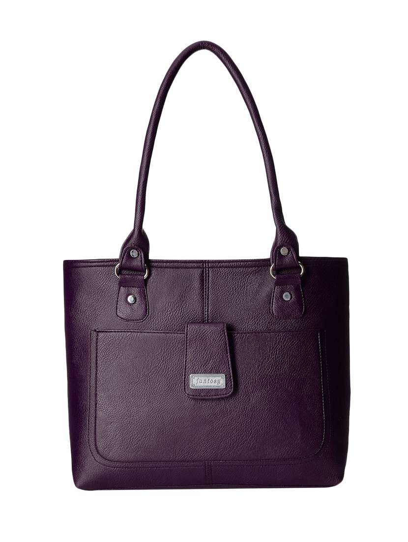 purple leatherette handbag