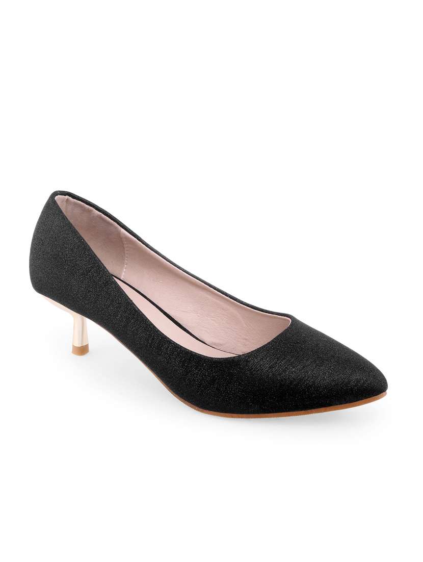 black leatherette pumps