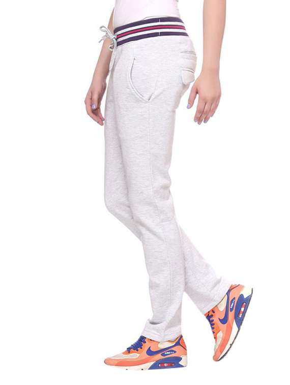 light grey cotton blend track pants