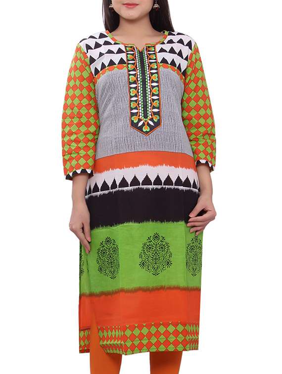 orangecolor cotton straight kurta