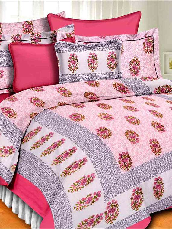 cotton jaipuri traditional double bedsheet with 2 pillwo cover
