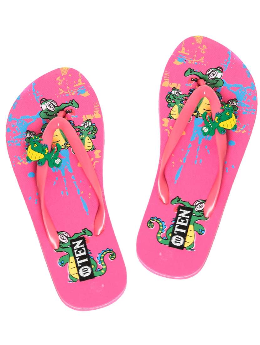 pink printed flip flop