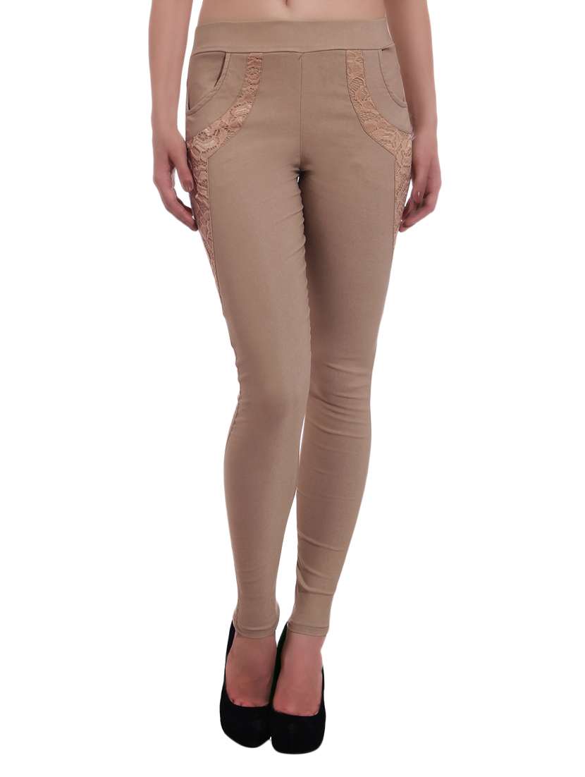 beige cotton jeggings