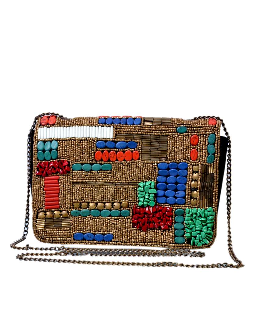 multi colored canvas regular clutch