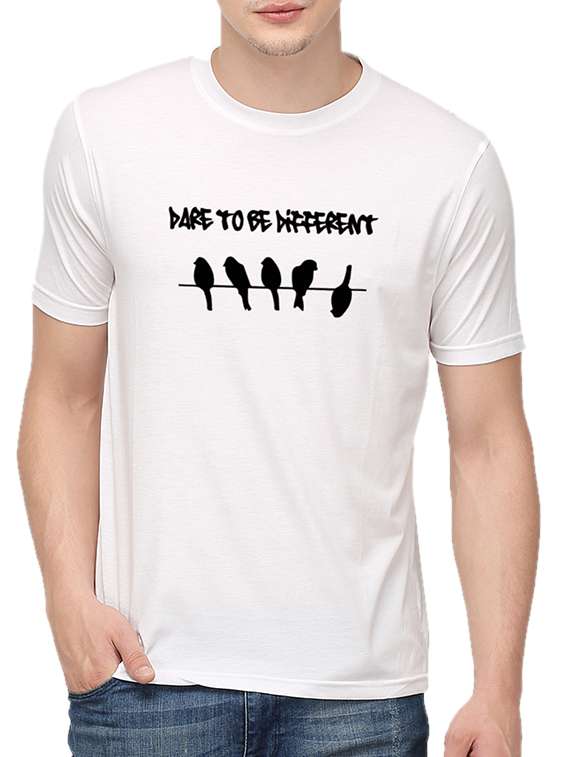 white cotton chest print t-shirt