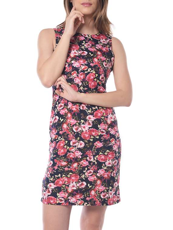 pink printed sheath dress