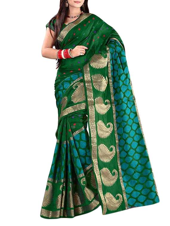 green silk saree