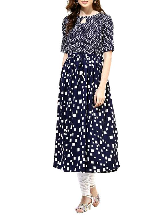 blue & white crepe kurta
