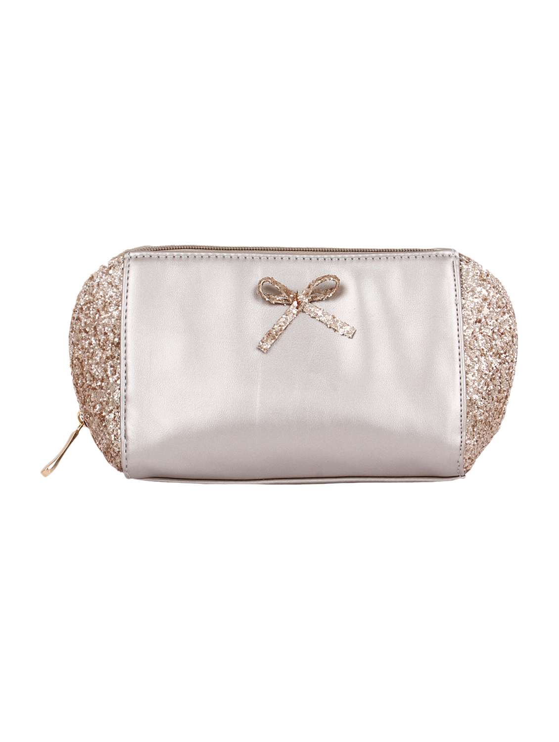 silver leatherette embellished clutch