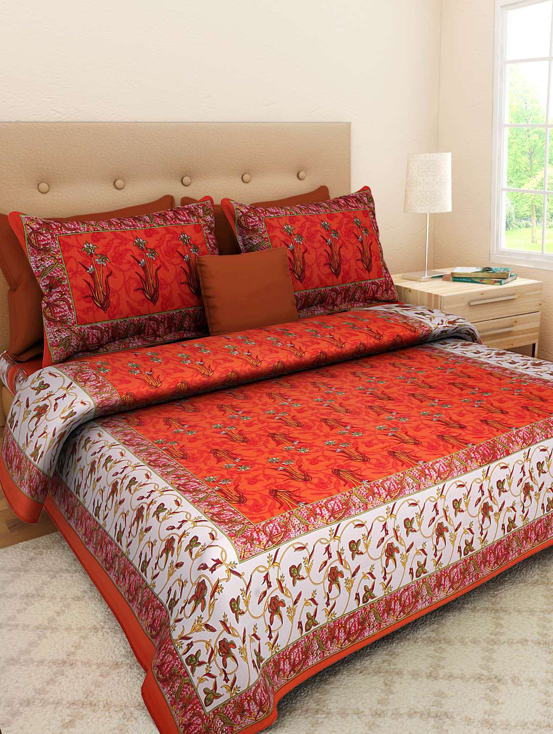 manasvi home multi color 3d striped double bedcover with two pillow cover