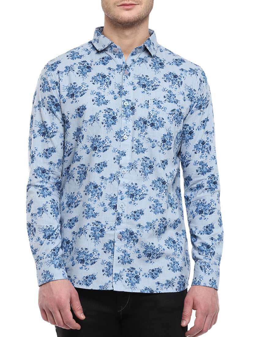 light blue colored, cotton casual shirt