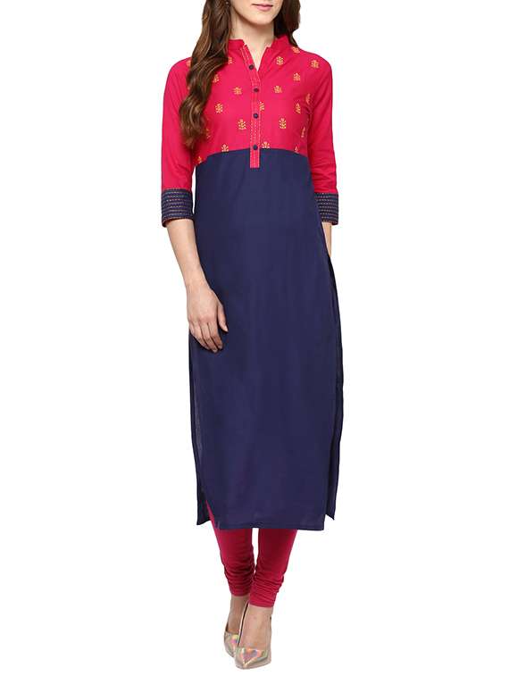 pink cotton  straight kurta