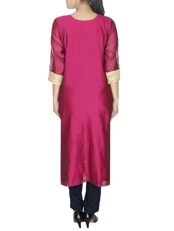 magenta cotton straight kurta - 10458747 - Standard Image - 2